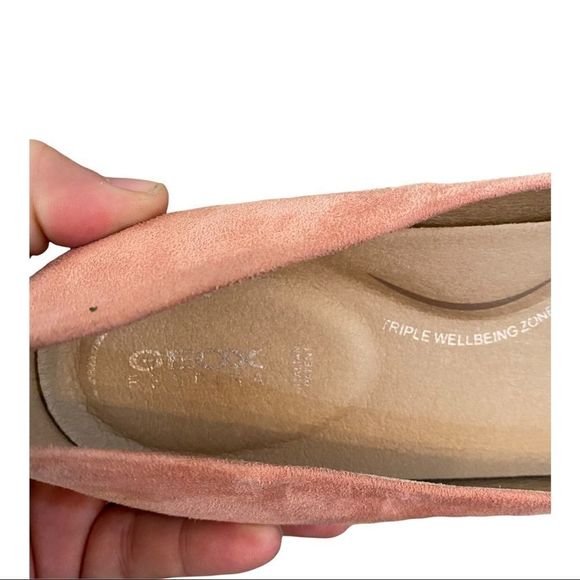 Geox Annytah pink houndstooth pink/white ballet flats goat skin size 9 NWT - Picture 5 of 9